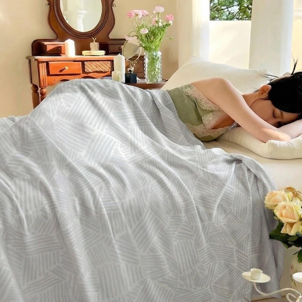 Solid Color Air-Conditioning Comforters Thin Breathable Sofa Throw Blanket Summer Quilt Camping