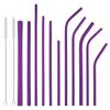 JANKNG 3 Pcs Colorful Purple Metal Straw 304 Stainless Steel Straws With Brush Cleaner Reusable Bent Glass Mug Drinking Straw