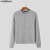 Mens V Neck Long Sleeve Button Up Cardigan Knit Tops