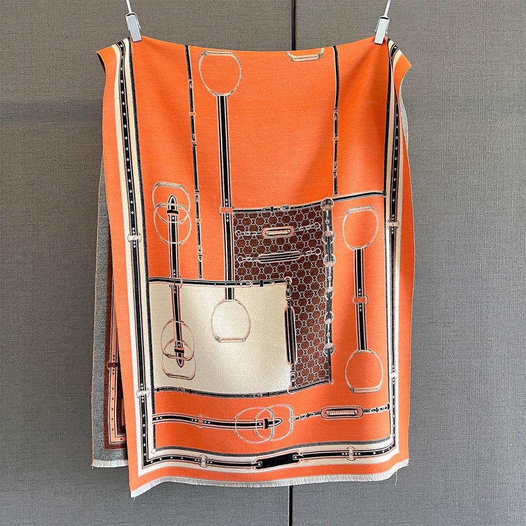 Winter Cashmere Scarf Women Luxury Chain Print Female Shawl Wrap Elegant Poncho Lady Thick Warm Blanket Gift Echarpe Pashmina