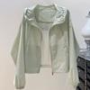 Women Hooded Sun Protection Windbreaker Jacket Thin Zipper Casual Commuter Coat