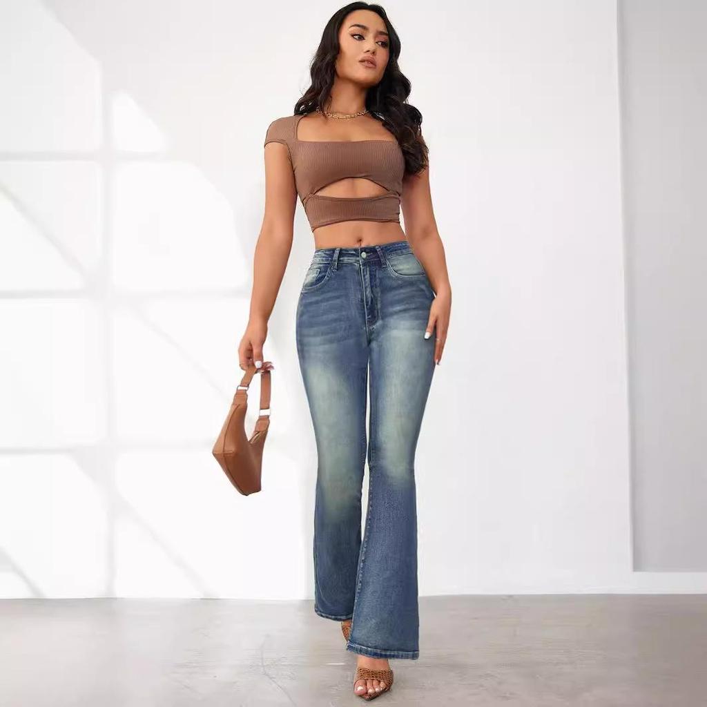 2024 Retro Slim-Fit Flared Stretch Embroidered Women's Jeans