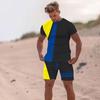 Summer Men Beach T Shirt Tracksuit 2 Piece Sets 3D Print All-Match Sports Short Sleeve Round Neck Casual Style Clothing 6XL