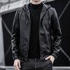 Мужская кожаная куртка из искусственной кожи, мужская приталенная куртка с капюшоном в корейском стиле, повседневная куртка для мотоциклистов