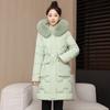 Стеганая одежда, стеганая одежда, женское зимнее пальто, новое длинное приталенное, большой меховой воротник, стеганая куртка утолщенная.