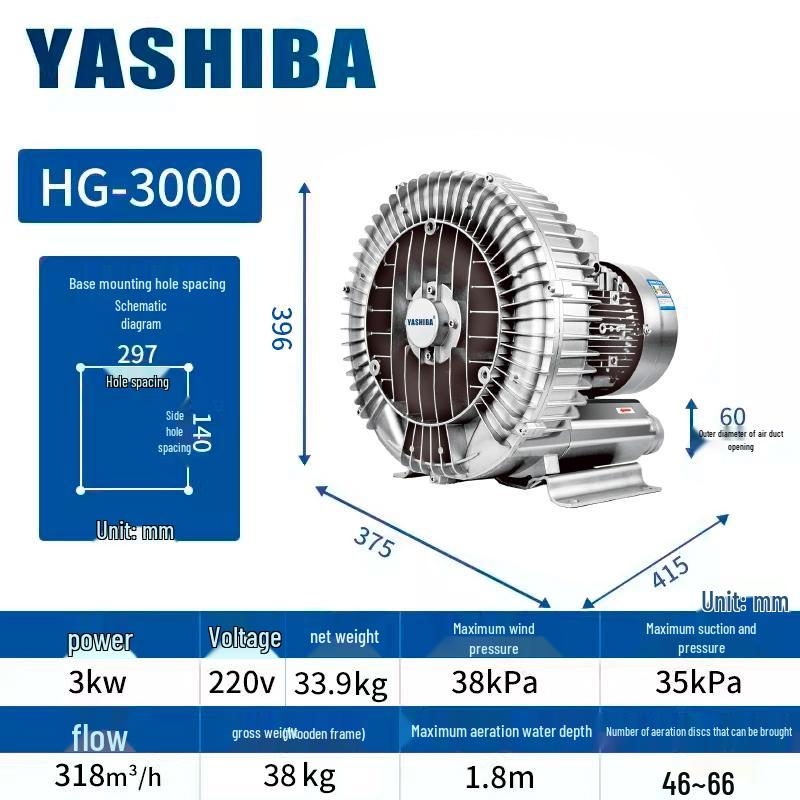 Промышленный вакуумный насос-воздуходувка YASHIBA высокого давления для всасывания и нагнетания