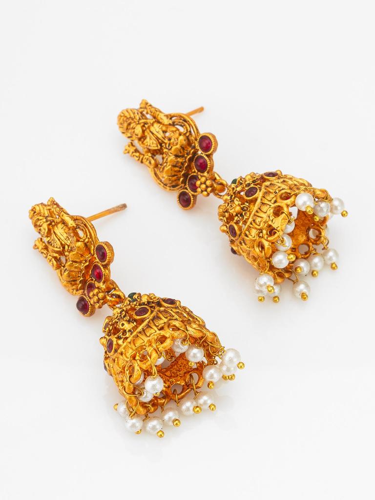 Позолоченный набор храмовых украшений с разноцветными камнями и бусинами