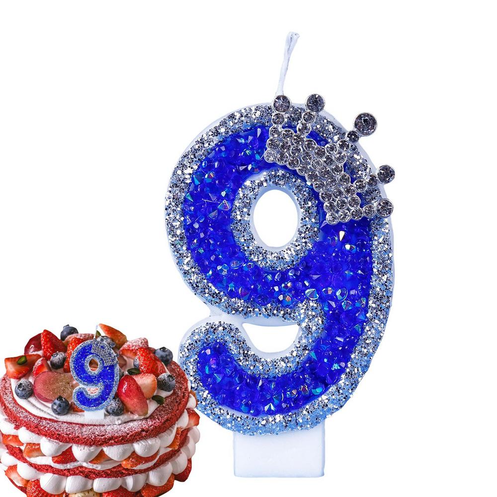 Синие свечи на день рождения, блестящие синие свечи для торта, 3D-фигурные украшения для торта, украшения для свадеб, тематических вечеринок