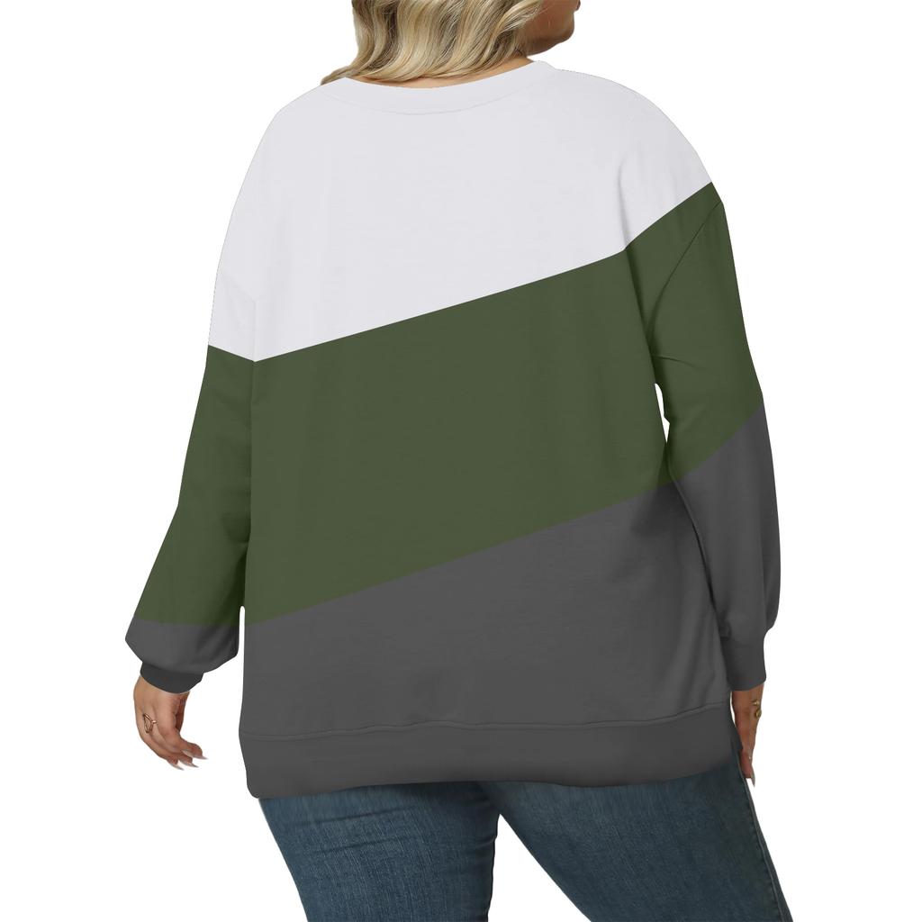 Plus Size Sweatshirt For  Women Oversized Crewneck Long Sleeve Pullover Tops