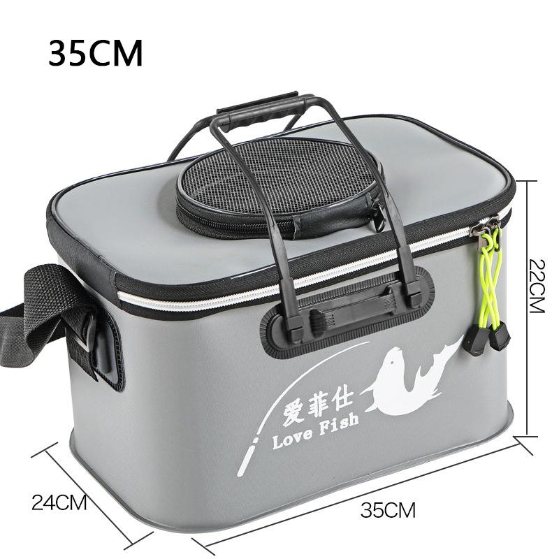 Foldable Wear-resistant Waterproof EVA Fishing Barrel Fishing Box Tools Box Optional Rechargeable Oxygen Pump 30cm/35cm/40cm/45cm/50cm Size Choices