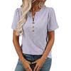 New Summer Round Neck Short Sleeve Flower Jacquard Top Button T-shirt for Women