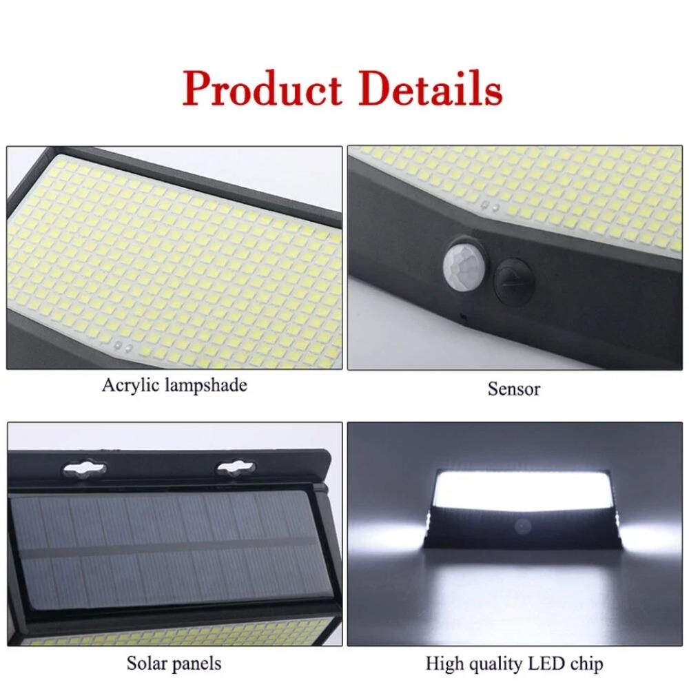 4PCS 468 LED Solar Motion Sensor Wall Lights Waterproof 3 Modes Security Solar Powered Lamp Outdoor Lighting for Garden Yard Path Garage