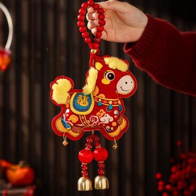 Украшение на китайский Новый год Лошадь Рыба Подвесное украшение Благоприятные символы Мешочек с благословениями для декора стен, машины, дома