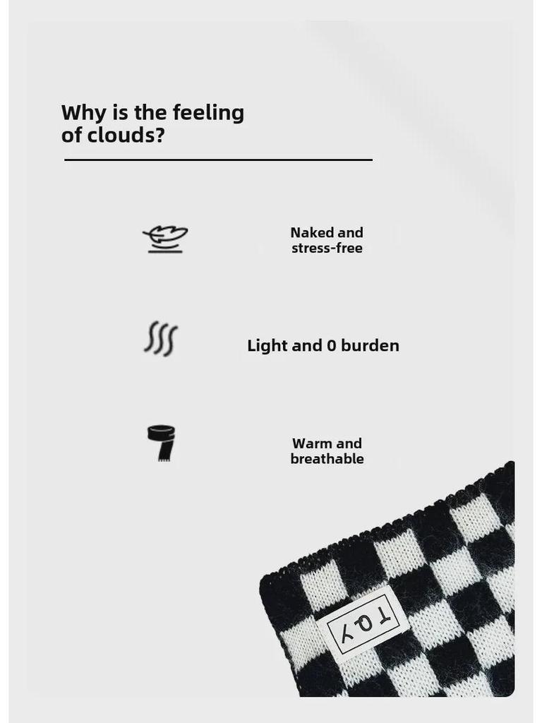 2024 Women's High-End Korean Blue Checkerboard Knit Scarf - Winter Warm Shawl