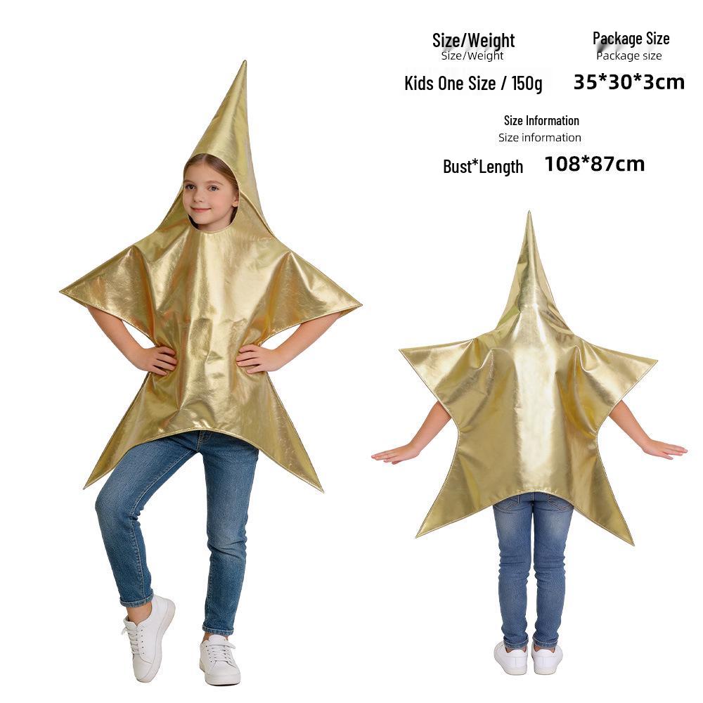 Kids' Gold Star Role-Playing Christmas Costume for Kindergarten Performance