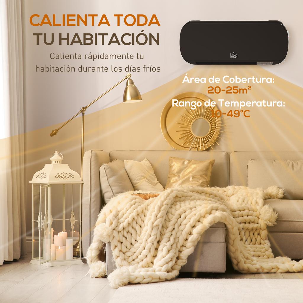 Electric Wall Heater 1000W/2000W Stove with LED Display and Remote Control 45x18.6x11.5 cm Black