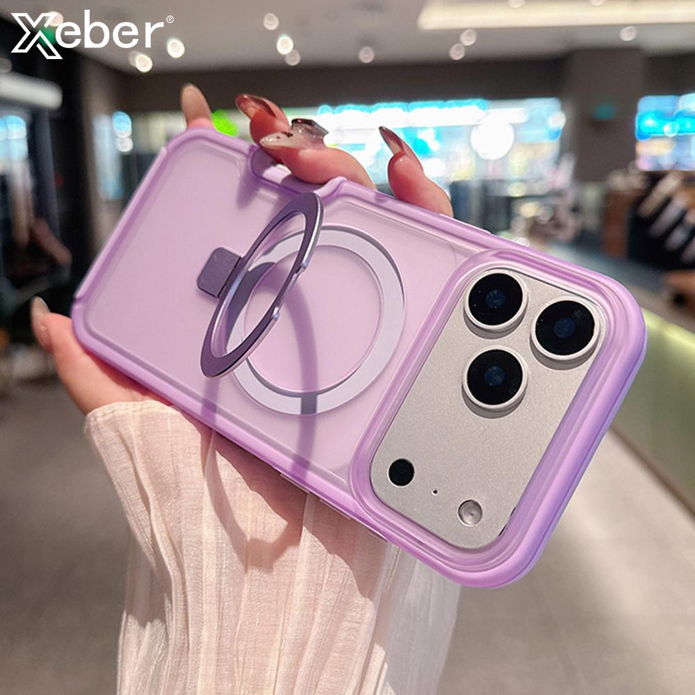 Fold Bracket Magnetic Stand Clear Candy Color Phone Case For iPhone 16 17 Pro Max Air 14 15 Plus 13 Dual Layer Protection Cover
