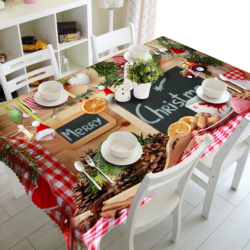 Christmas Gift Ball Pattern Colorful Tablecloth Rectangular Party Waterproof Tablecloth Home Living Room Kitchen Decoration