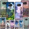 Japanese Anime Hand Painted Scenery Case for Xiaomi Poco X3 NFC X5 F4 F3 M4 Pro X4 GT M5s M5 Pocophone F1 M3 Black Phone Cover