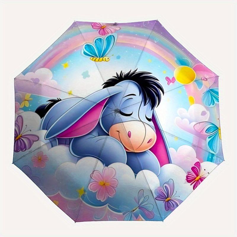 1pc Eeyore Automatic 3-Fold Umbrella Design, Cute Cartoon Pattern, Portable Outdoor Umbrella, Perfect, Holiday Gift for Disney fans.J033