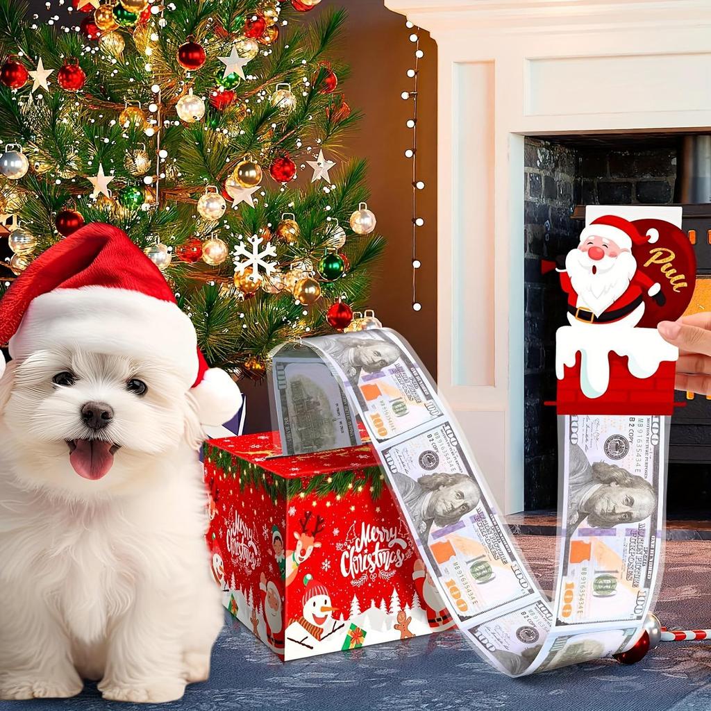 Festive Red Christmas Cash Gift Box for Decorations