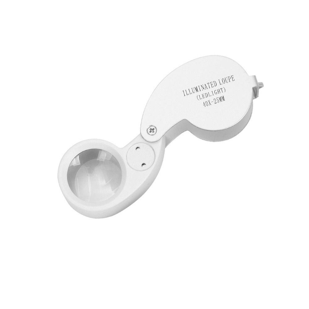 Illuminated Loupe Foldable Magnifier Handheld 40X Magnifying Glass Pocket Reading