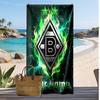 Borussia Mönchengladbach Personalized Printed Beach Towel Soccer Logo Support Custom Name Text Absorbent Towel For Sport Travel Special Gift