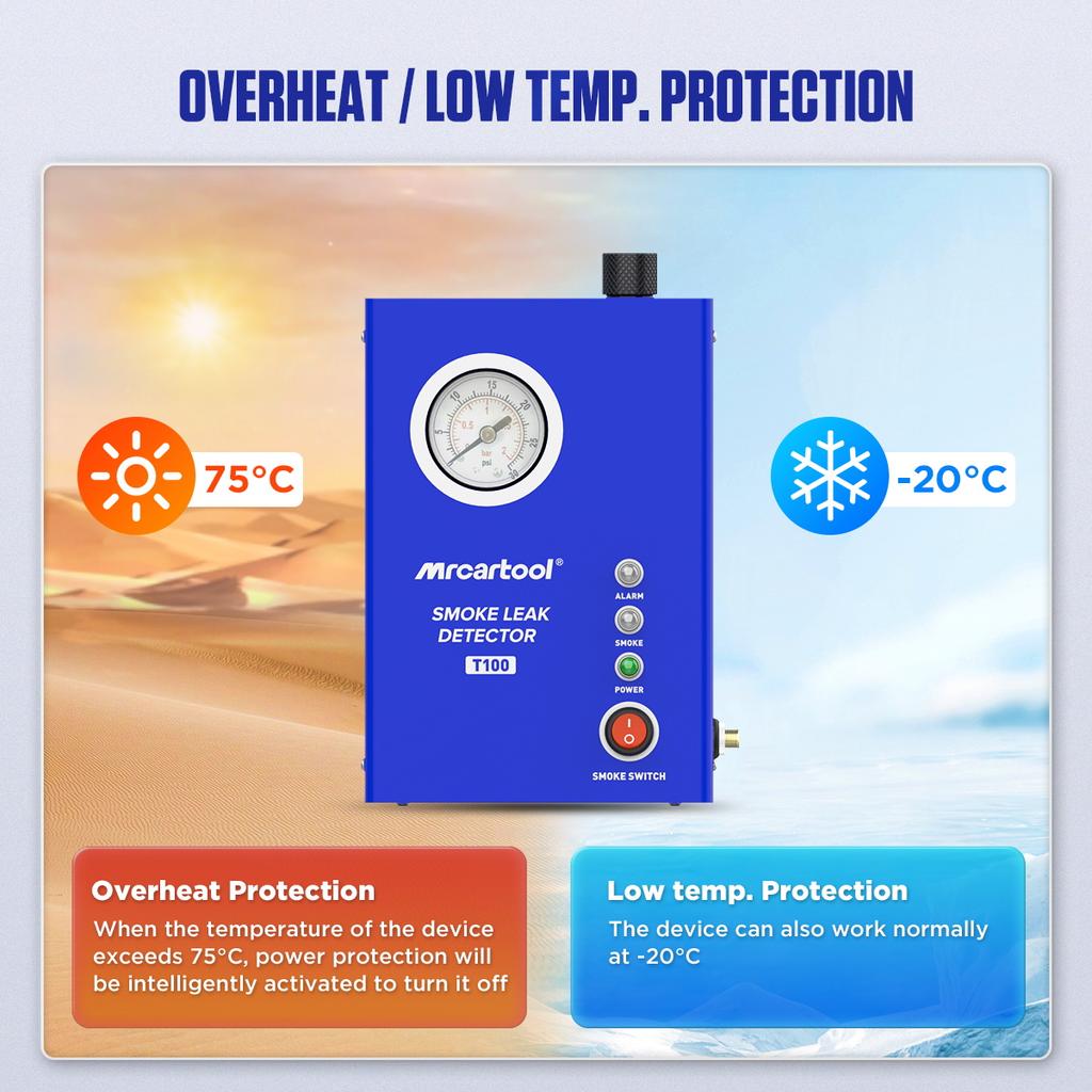 MRCARTOOL T100 Детектор дыма для автомобиля Тестер вакуума топливной системы автомобиля Детектор утечек дыма для автомобиля
