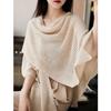Fashion Women Knitted Cardigan Cover Up Spring Autumn Sweater Elegant Solid Shawl Ponchos Hollow Out Thin Long Sweater Casual Loose Coat Clothing