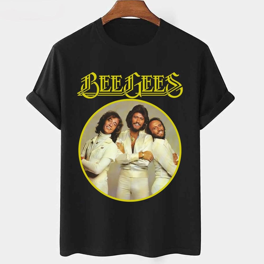 Редкий! Группа Bee Gees На Концерте Хлопок Черный Полный Размер Мужская Женская Футболка DI099 Унисекс Футболка