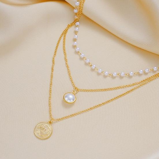 Золотое многослойное ожерелье для женщин, многослойная цепочка-чокер из искусственного жемчуга с бусинами