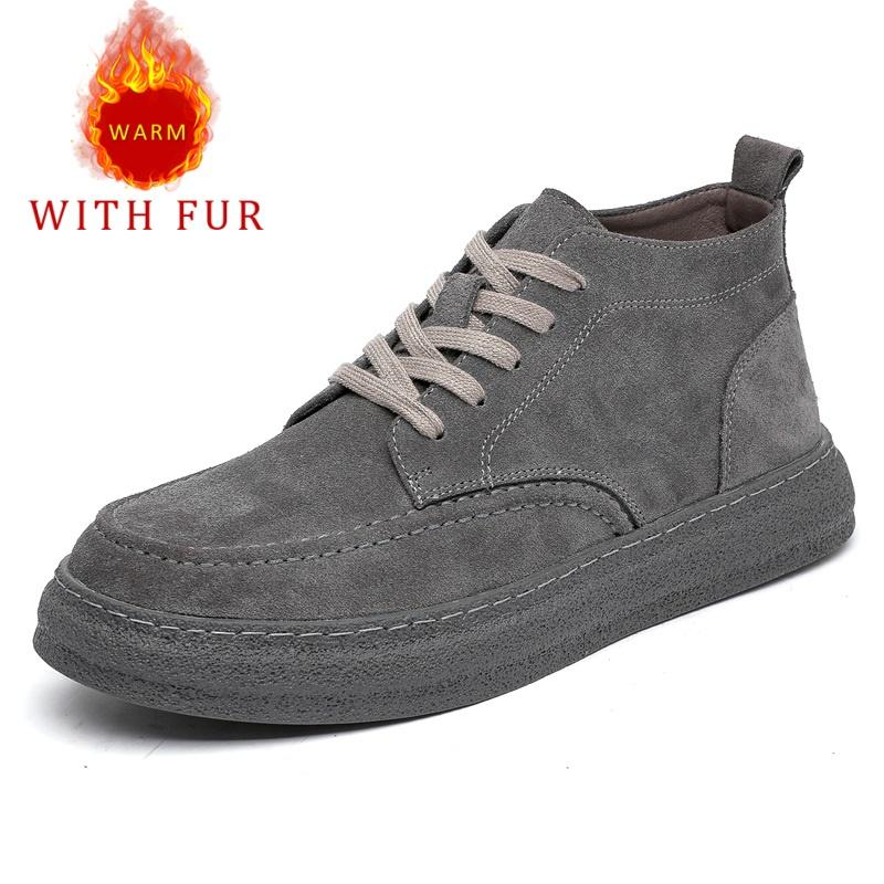Модная повседневная осенне-зимняя мужская обувь Качественная натуральная кожа Уличная прогулочная обувь для отдыха Повседневная офисная обувь для молодежи Серая
