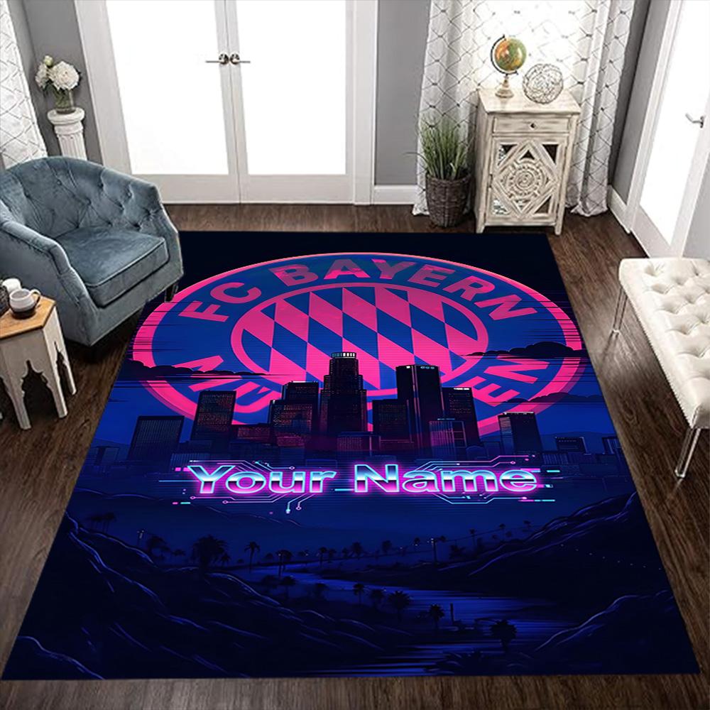 Bayern Munich Fan Gear Customize Your Name Floor Mat Suitable for Foyer Hallway Game Room Outdoor Antislip Carpet Anime Office Decor