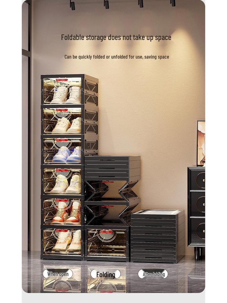 Элегантная складная многоярусная прозрачная обувница: Пылезащитный шкаф для хранения и демонстрации обуви в прихожей