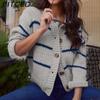 Women's Long-Sleeved Sweater: Autumn/Winter Fashion Striped Oversized Knitted Cardigan Top