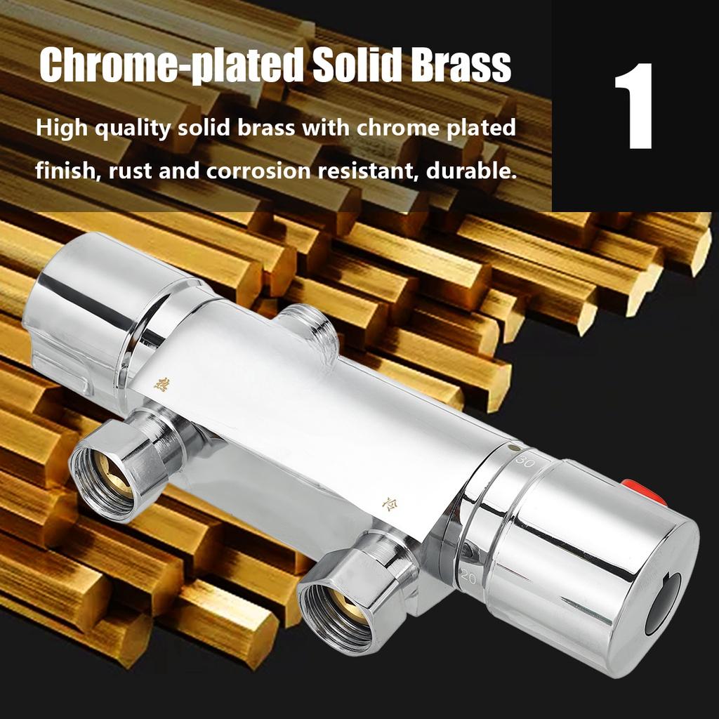 Настенный термостатический душ для ванной комнаты, смеситель для холодной и горячей воды, латунный смеситель, двухрычажное управление, контроль температуры, смеситель для душа и ванны