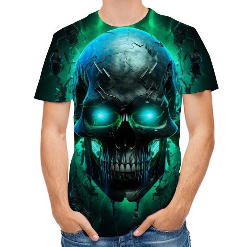 Мужская футболка повседневная с 3D-принтом в виде черепа, летняя повседневная футболка с коротким рукавом