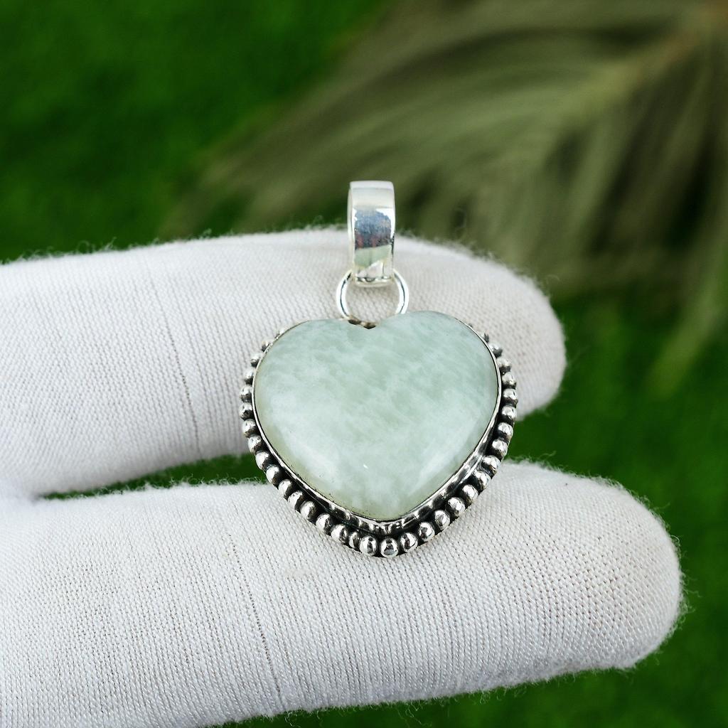 Gift For Her 925 Sterling Silver Natural Aquamarine Gemstone Jewelry Pendant