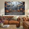 1 Halloween party banner - Ghost Tomb and Pumpkin Lantern  Misty Forest Trail indoor and outdoor Halloween decoration