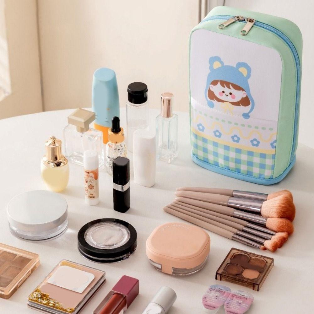 Oxford Cloth Standing Cosmetic Pouch Dust-proof Makeup Brush Holder Makeup Organizer Pen Storage