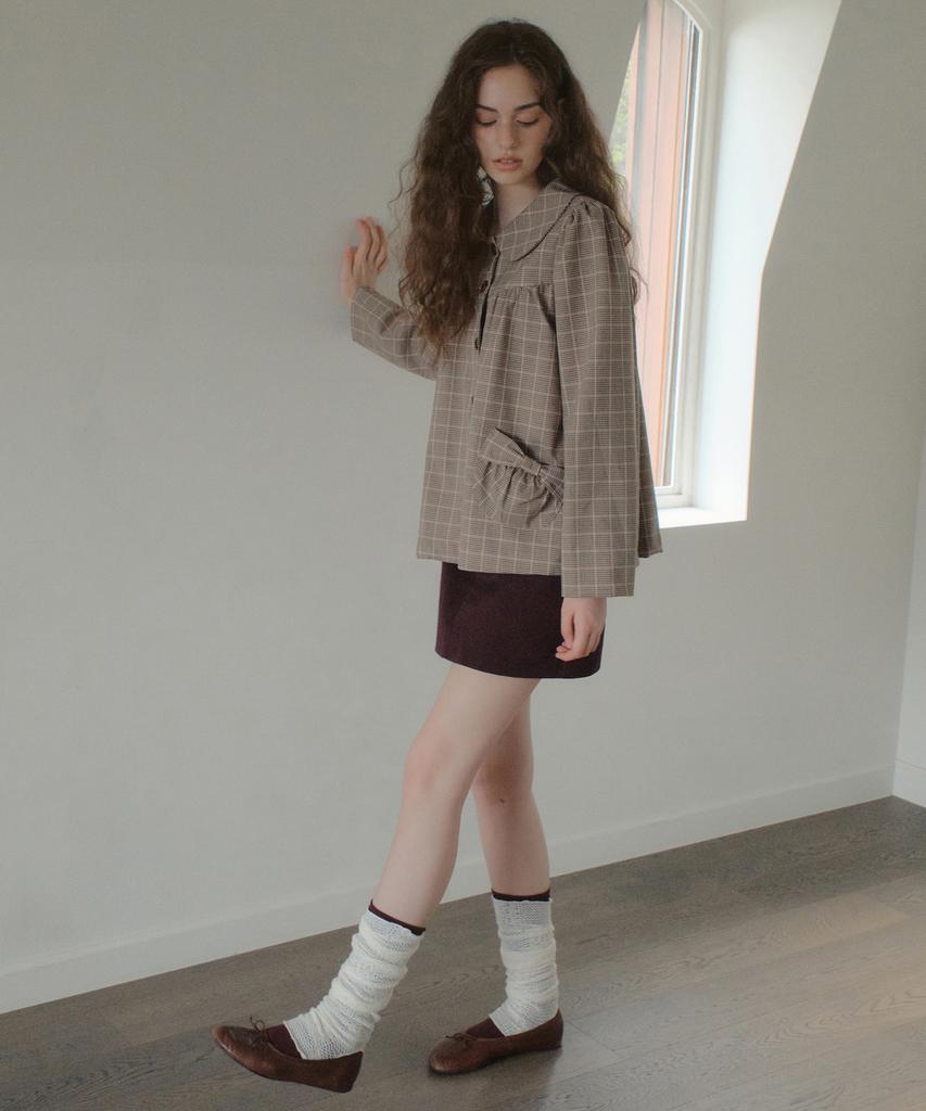 OURNOSTALGIA Colette Check Shirring Jacket_Beige(Ob6Ot05)