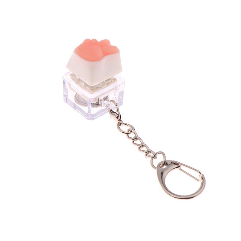 Creative Pink Cat Claw Keycap Mechanical Keyboard Keychain Led Keyboard Keyring Cute Girly Bag Pendant Relief Stress Toys