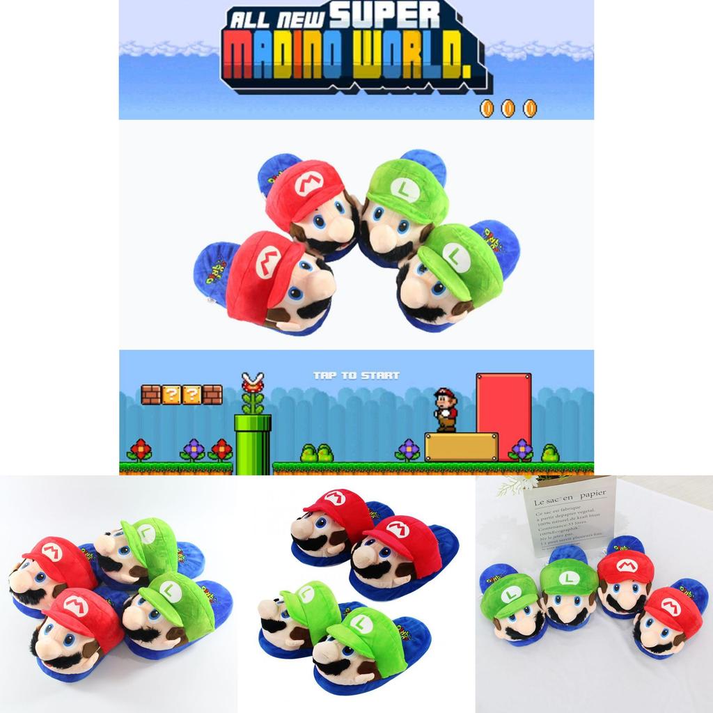 Super Mario Winter Warm Plush Men's Loafer Shoes Non-slip Comfy