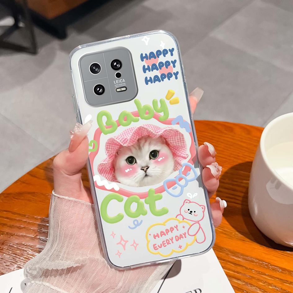 Для Xiaomi 13 14 12 12S 12T 12X Ultra Lite Poco M7 X7 Pro чехол для телефона милый мультяшный рисунок животного прозрачный силиконовый защитный чехол для Xiaomi Capa