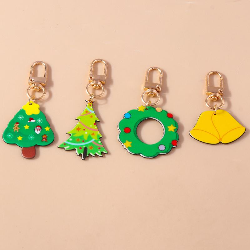 Cartoon Resin Santa Claus Keychain Christmas Snowman Keyring Pendants for Car Key Bag Decor Handmade X'mas Gifts Accessories