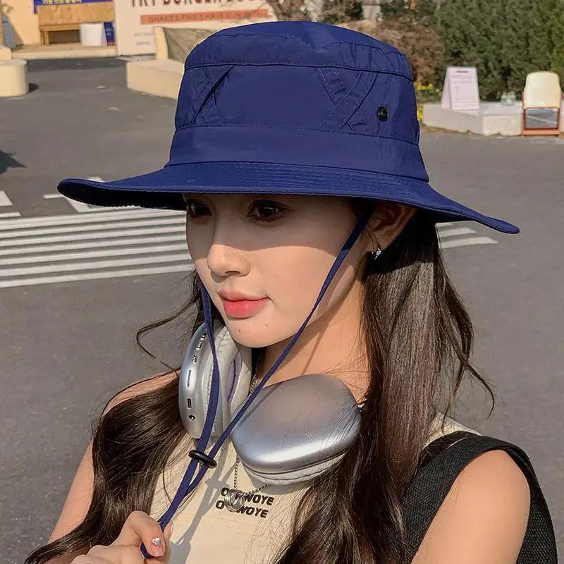 WTEMPO Ветрозащитная веревка однотонная складная шляпа весна-лето женская с широкими полями для путешествий, пляжа, походов, дышащая шляпа