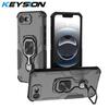KEYSION Shockproof Armor Case for iPhone 16e Soft Silicone+PC Upright Metal Ring Stand Phone Back Cover for iPhone 16e 2025