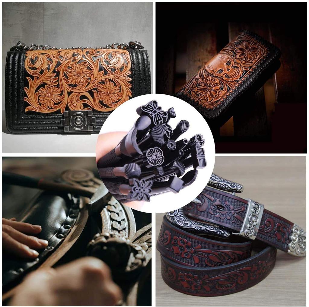 MOLATE 20 гравированных штампов-палочек для резьбы по коже, изделий из кожи, инструментов для самостоятельной работы