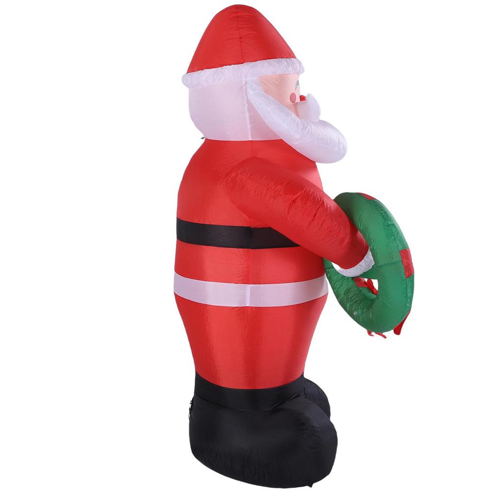 Inflatable Santa 5.9ft Water Proof Blow Up Santa Holding A Wreath with LED Lights for Xmas Yard Decoration US Plug