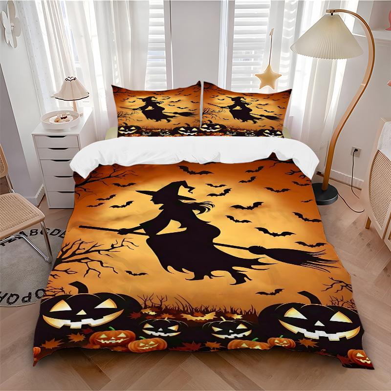 3pcs Halloween witch Bedding Set. Soft and Comfortable with No Core Included (1x Duvet Cover + 2x Pillow Covers) yy251010111